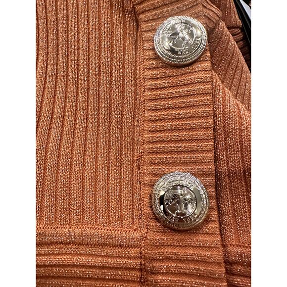 Retrofête – Zem Rib Knit Dress – Metallic Rust – XS - Picture 7 of 10